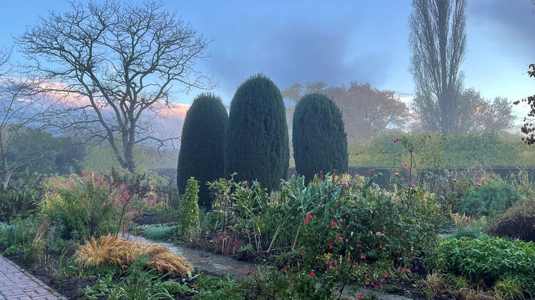 November mist at Sissinghurst Castle Garden